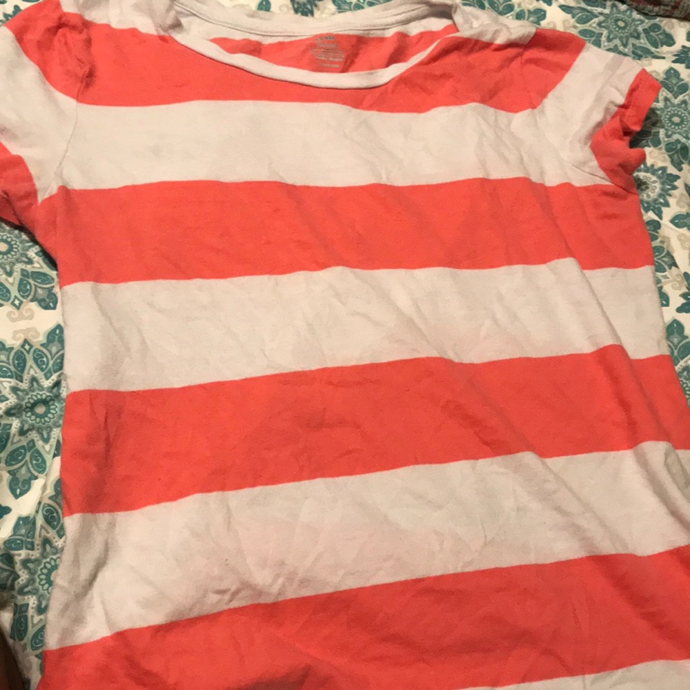 A peach and white shirt